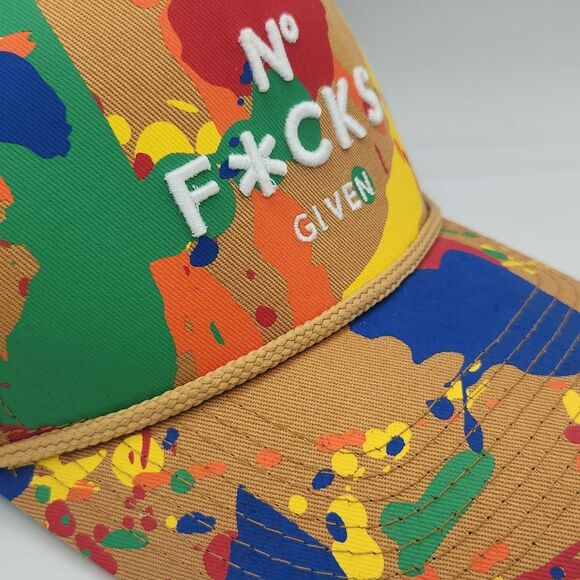 NO F*CKS GIVEN Primary SPLATTER Snapback Trucker Hat - Picture 5 of 6